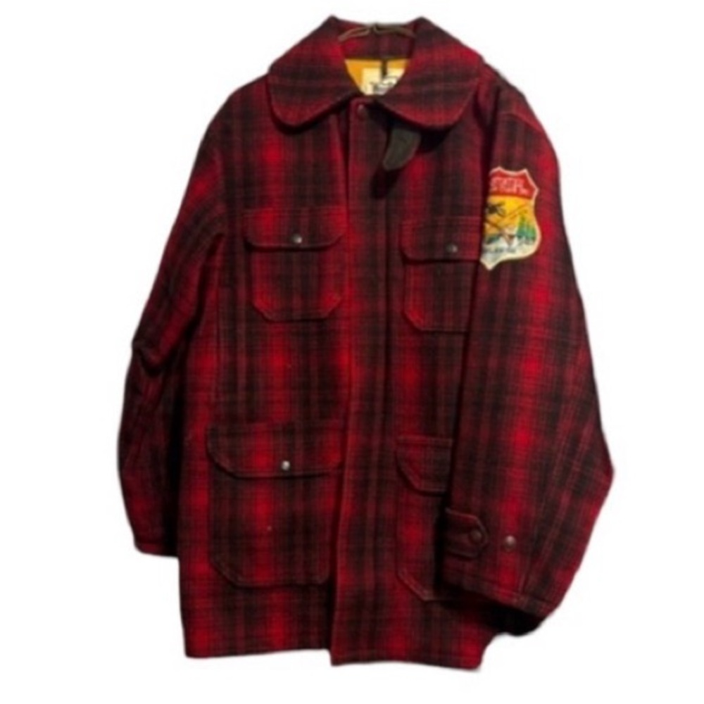 Vintage 40S/50S Woolrich Mackinaw Wool 503 Hunting Jacket Sz 40 Red Plaid Coat